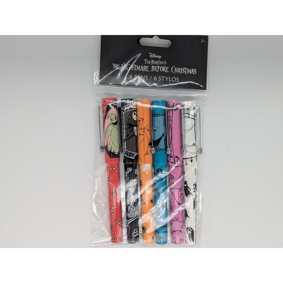 Disney Nightmare Before Christmas 6 Pack Writing Pens Jack Sally Zero - Picture 1 of 2